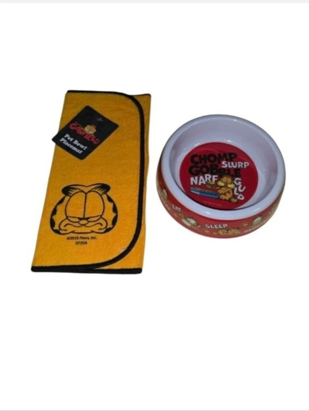 Garfield Yellow Pet Bowl and Placemat Set - Yellow